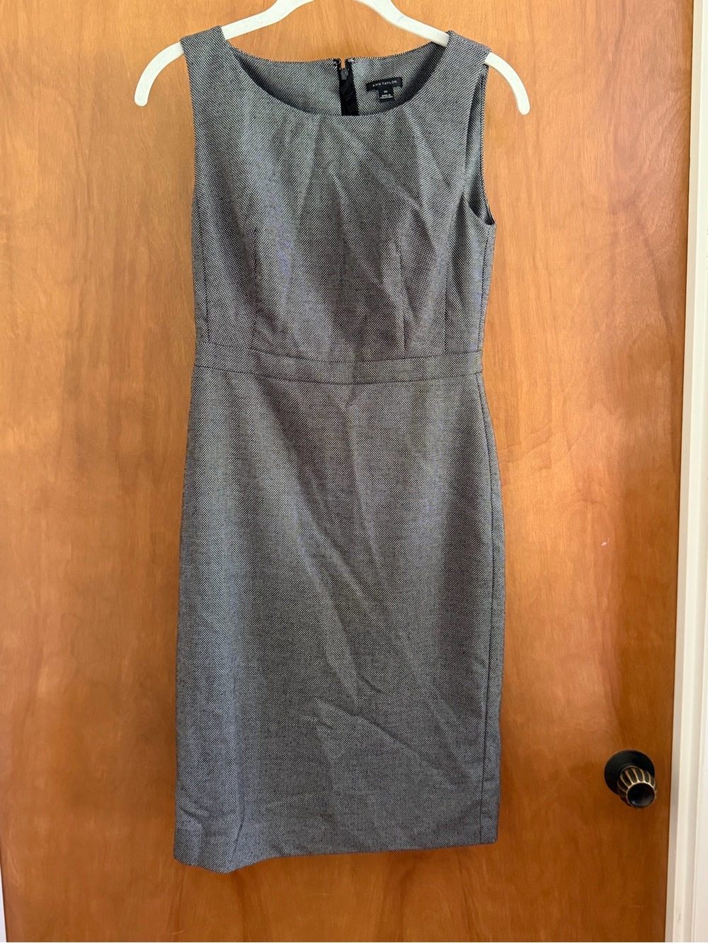 Ann Taylor Gray Sleeveless Midi Sheath Dress